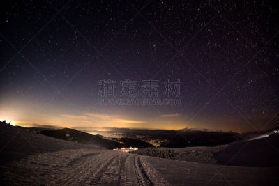 夜晚,冬天,星星,银河系,秘密,寒冷,暗色,黄昏,雪,色彩鲜艳