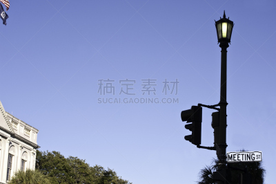 红绿灯,天空,灯,海洋,查尔斯顿,南卡罗来那,吝啬的,留白,美国,水平画幅