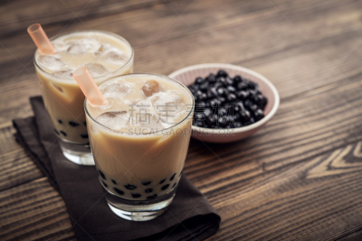 牛奶,珍珠奶茶,自制的,褐色,新的,水平画幅,夏天,饮料,稻草