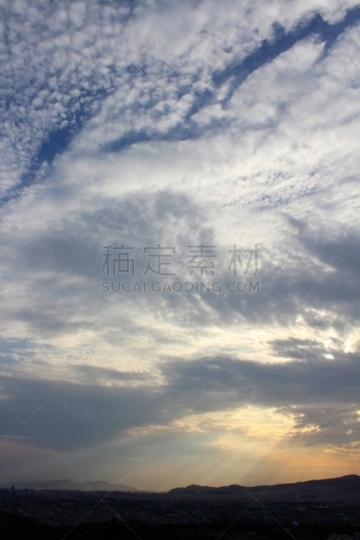 雅典,丁达尔效应,垂直画幅,暴风雨,气候,云,山,无人,早晨,光