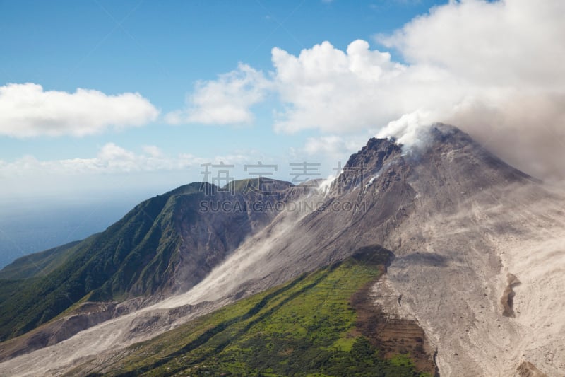 英属蒙塞拉特岛,苏弗里埃尔火山,背风群岛,热带气候,云,著名景点,Iles Sous le Vent,圆顶建筑,灰,火山碎屑流