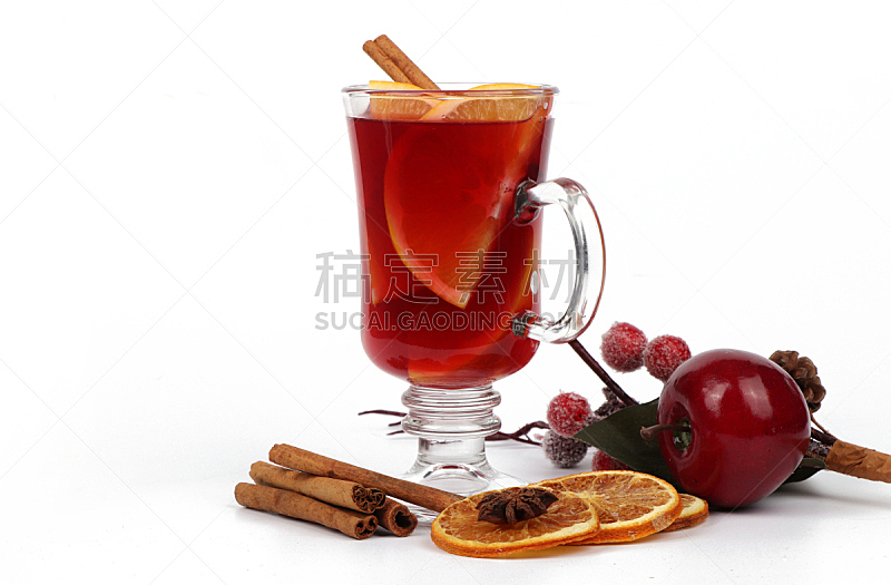 茶,杯,橙子,冬天,玻璃,热甜红酒,热饮,饮料,可爱的