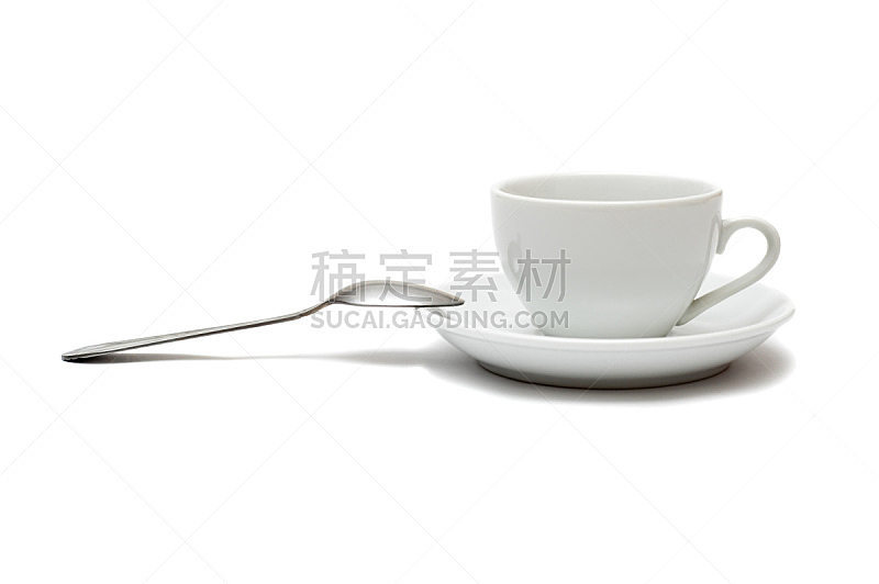 无人,茶碟,汤匙,杯,咖啡馆,水平画幅,形状,茶杯,玻璃杯,白色背景