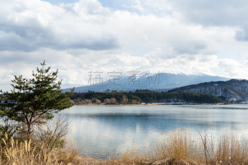 富士山,河口湖,山,自然,天空,里山,宁静,非都市风光,水平画幅,地形