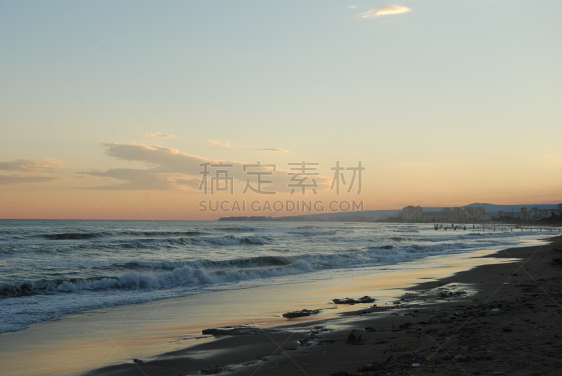 海滩,庞贝,水平画幅,沙子,夜晚,云景,海浪,地中海,雾,自然