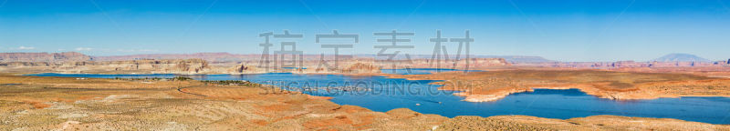 全景,亚利桑那,鲍威尔湖,美国,沙岩,沙漠,河流,户外,晴朗,美国西南部