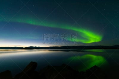 瑞典,北极光,北,极光,湖,户外,天空,山脉,北博滕,自然