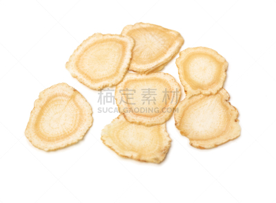 白色背景,切片食物,三七人参,中医,分离着色,花旗参,传统,健康保健,自然界的状态,一个物体