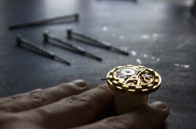 钟表匠,表,机件,车间,分针,螺丝,水平画幅,古老的,时间,卡通