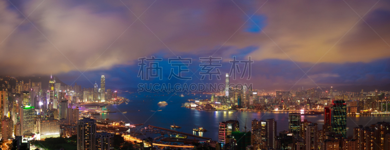 Bird's-eye view at Hong Kong Victoria Harbour of skyline