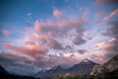 阿尔伯塔省,加拿大,威尔士亲王酒店,云景,山口,雪山,曙暮光,云,林区,脊