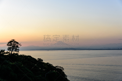 山,富士山,海洋,天空,度假胜地,水平画幅,无人,户外,神奈川县,旅游目的地