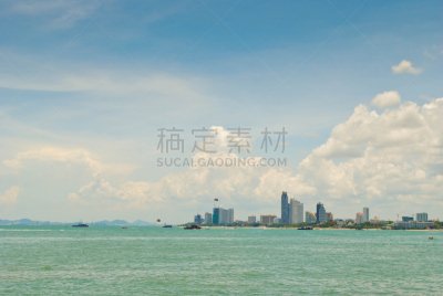 海洋,城市,泰国,图像,船,无人,芭堤雅,户外,天空,水平画幅