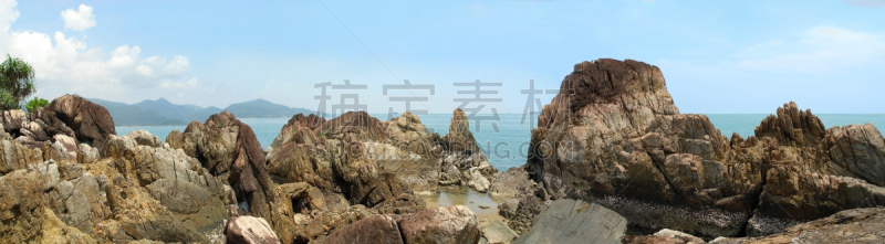 海滩,冷,黄海,泰国湾,自然,天空,岩石海岸线,旅游目的地,水平画幅,岩石