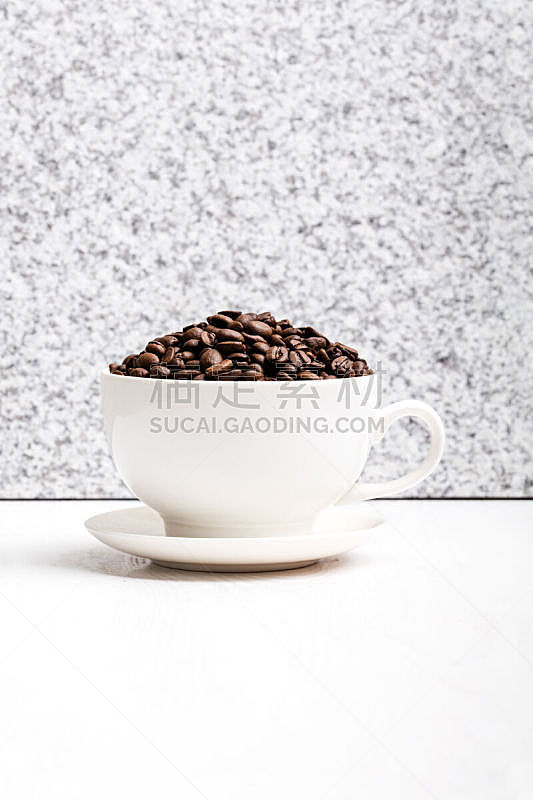 花岗岩,杯,咖啡豆,白色,垂直画幅,烤咖啡豆,褐色,早餐,咖啡馆,无人
