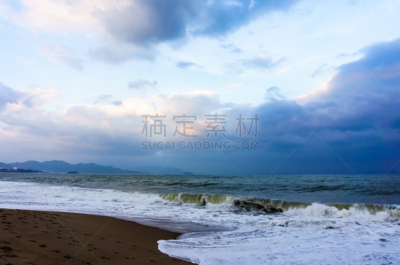 芽庄,越南,海滩,沙子,波浪,自然,水平画幅,户外,太平洋,海洋