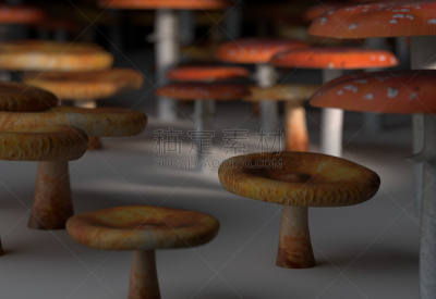 绘画插图,食用菌,三维图形,毒蝇菇,伞形毒菌,自然,褐色,水平画幅,素食,秋天
