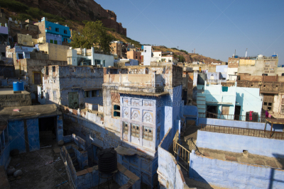 印度,特写,屋顶,都市风景,焦特布尔,旅途,斋浦尔,彩色背景,人类居住地,树荫