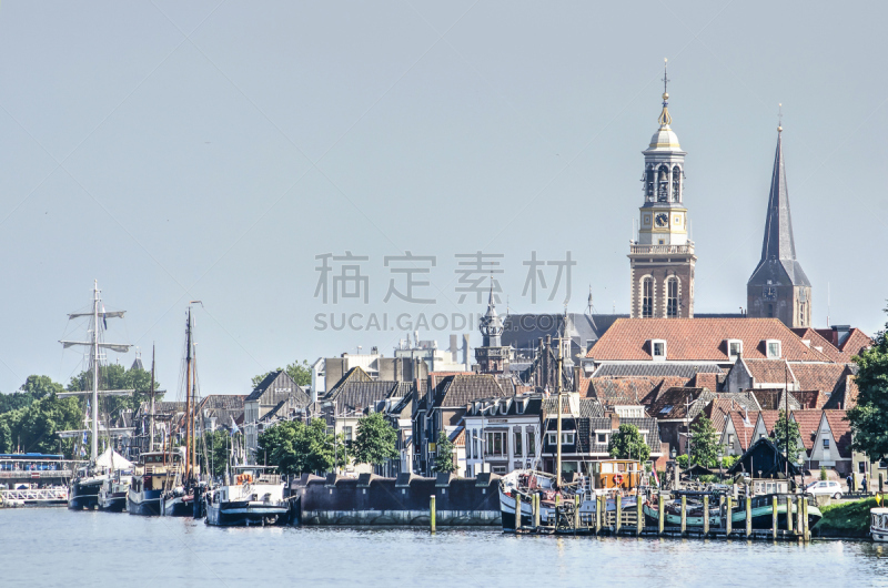 滨水,荷兰,甘本,水,天空,美,水平画幅,无人,海港