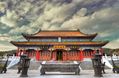 戏剧性的天空,寺庙,背景,湖南省,禅宗,修道院,灵性,水平画幅,古老的,禁止的