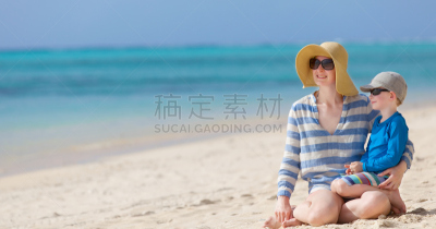 家庭,水,沙子,夏天,完美,男性,青年人,白色,海滩,儿童
