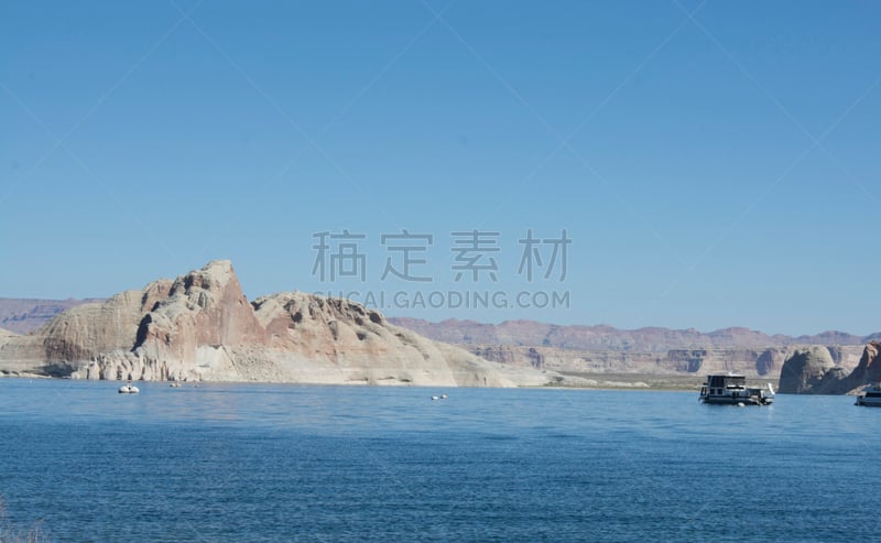 犹他,亚利桑那,鲍威尔湖,格林峡谷,水,天空,水平画幅,旅行者,夏天,户外