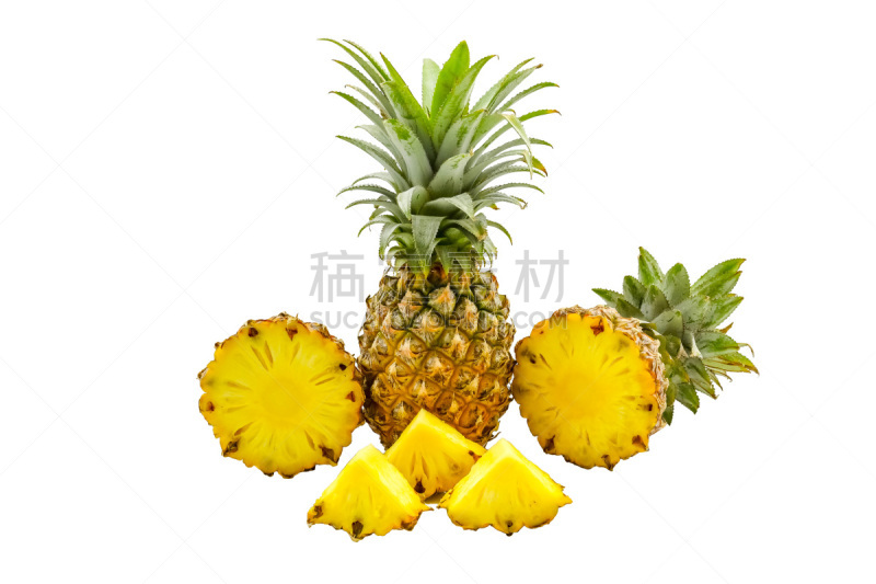 菠萝,水果,白色背景,分离着色,水平画幅,素食,符号,维生素,果汁,夏天