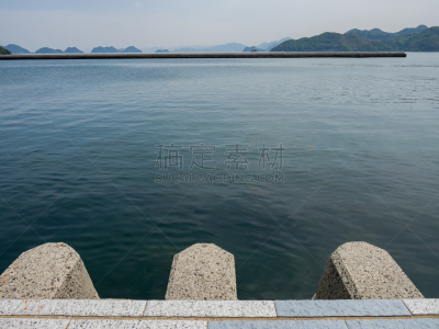 海港,填海造地,山口县,人造的,宁静,水平画幅,无人,蓝色,太平洋,海洋