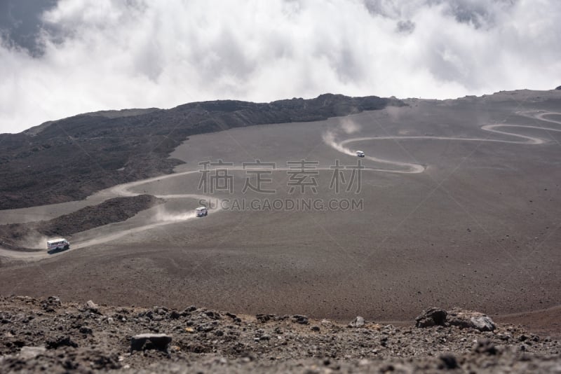 路,埃特纳火山,水平画幅,云,山,无人,火山地形,泥土,夏天,户外