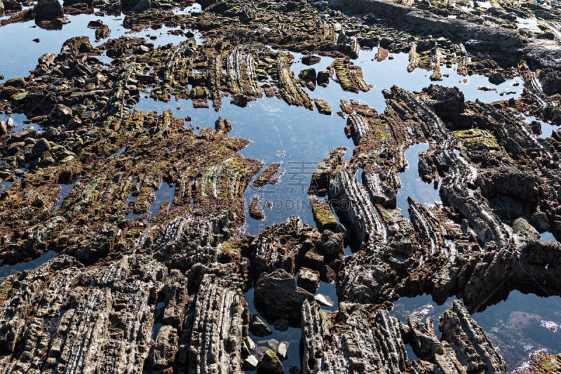 岩石,起源,沉积岩,大西洋,海岸线,背景,户外,天空,潮汐,欧洲