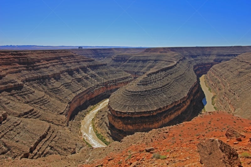 犹他,圣胡安河,鹅颈州立公园,看风景,黄石大峡谷,水,天空,沟壑,水平画幅,沙子