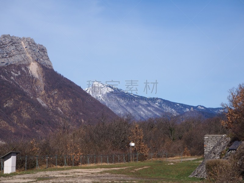 Grenoble, France – March 12, 2019: photography showing the Alps mountain and the villages surrounding the city of Grenoble, France. The photography was taken in the city of Grenoble, France.