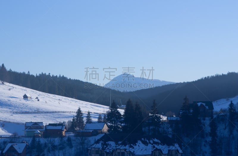 山谷,冬天,黎明,山,雪乡,清新,自由,霜,雪,草