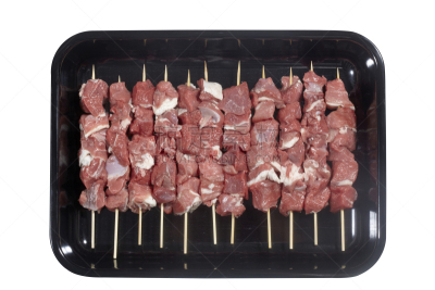 羊肉,白色背景,分离着色,餐盘,塑胶,炸肉排,串肉签,水平画幅,块状,千克