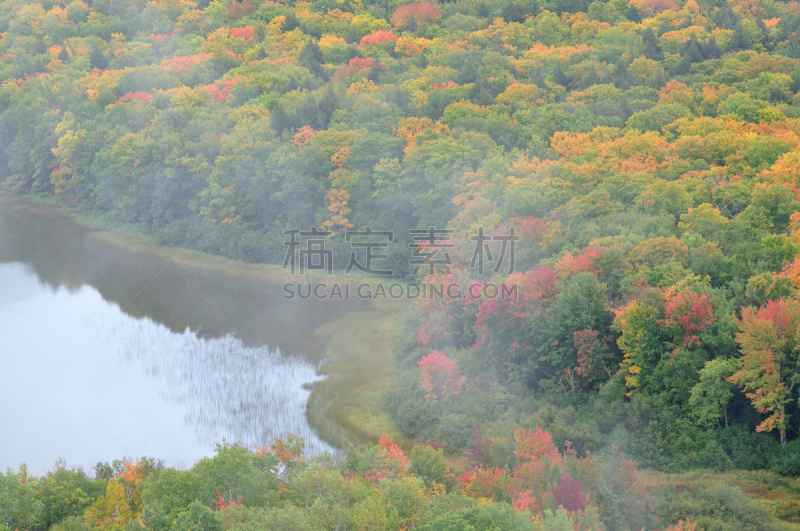 秋天,湖,云,波丘派恩山荒野地州立公园,自然,水平画幅,枝繁叶茂,地形,无人,户外