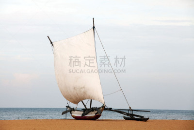桨叉架船,海滩,斯里兰卡,尼干布,双体帆船,独木舟,双体船,船首,天空,风