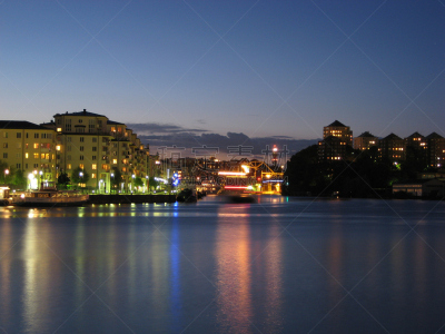 夜晚,哈姆滨湖城,南区,斯德哥尔摩,水平画幅,无人,海港,黄昏,海湾,摄影