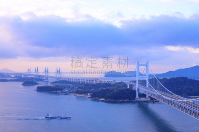 仓敷,城市,日本,冈山县,瀨户高速公路桥,濑户市,图像,海洋,公路,著名景点