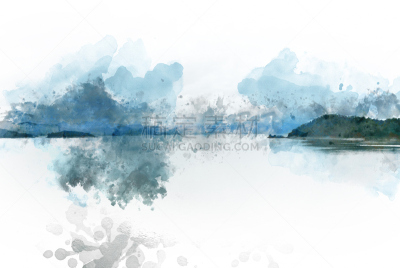 绘画插图,抽象,背景,多色的,河流,水彩画,山顶,天空,美,艺术
