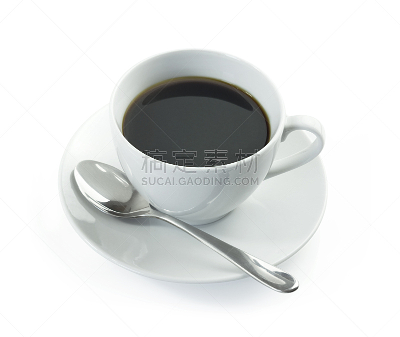 黑咖啡,咖啡馆,水平画幅,无人,茶碟,白色背景,背景分离,饮料,咖啡,黑色
