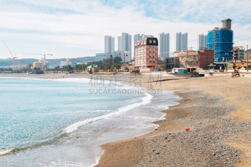 韩国,海滩,蔚山,水,天空,美,度假胜地,水平画幅,沙子,无人