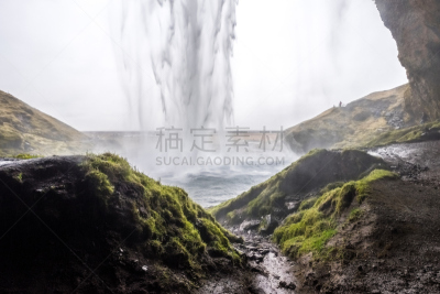 冰岛国,seljalandsfoss waterfall,地形,水,天空,雪,夏天,草,著名景点,风景