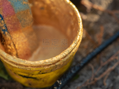 大桶,塑胶,涂料,特写,背景,金色,泡芙,视角,复古,选择