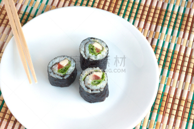 特写,白色,盘子,寿司,餐具,水平画幅,无人,生食,海产,东亚