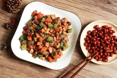 传统,香料,食品,花生,鸡肉,蔬菜,热,清新,碎纸,中国食品