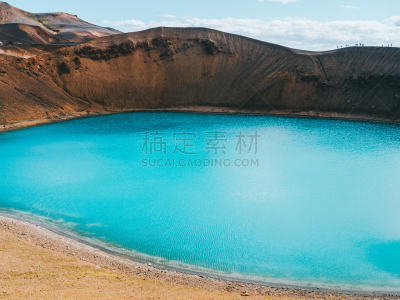 阿斯奇亚火山口,火山湖,冰岛国,温泉,水,美,水平画幅,无人,户外,湖