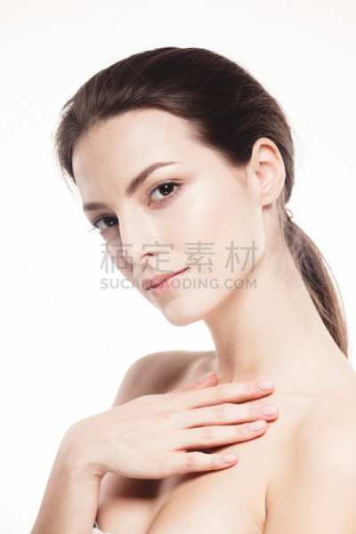 人的脸部,特写,肖像,影棚拍摄,白色,垂直画幅,正面视角,彩妆,spa美容