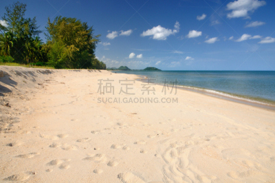 脚印,天堂,海滩,大鹏金翅鸟迦楼罗,热带气候,云,泰国,海岸线,绿松石色,泰国湾
