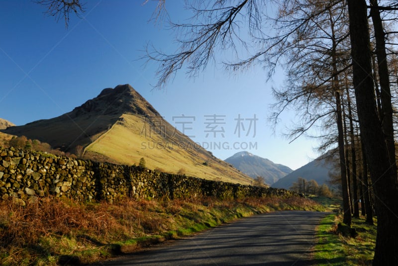 英格兰湖区,路,沃斯代尔黑德,大盖博山,石墙,国家公园,水平画幅,山,无人,英格兰