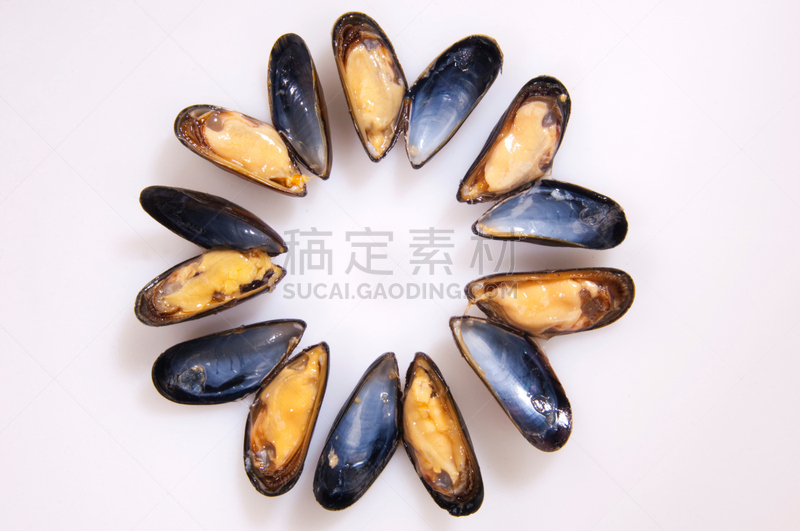 贻贝,青绿色,海蚌,海螺,春药,养鱼场,鱼市,水平画幅,无人,软体动物